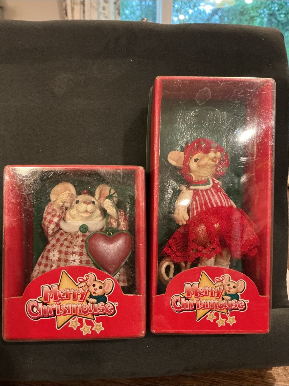 Vintage Kurt S Adler Merry Chrismouse Christmas Mouse Figurines Set Of 2